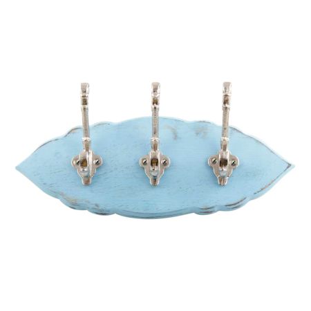 Turquoise Silver Small Wall Wooden Iron Hooks